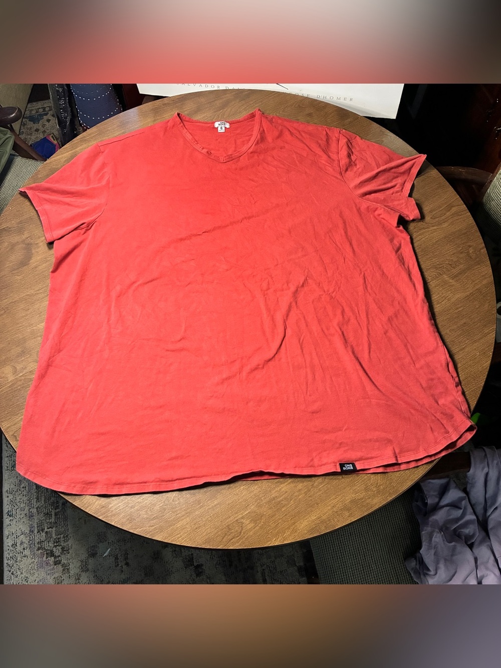 One Bone T-Shirt Mens Red Relaxed Fit Cotton Tee Size 6 Comfort